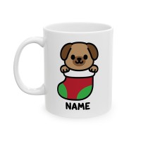 Festive Stocking Puppy - Custom Coffee Mug